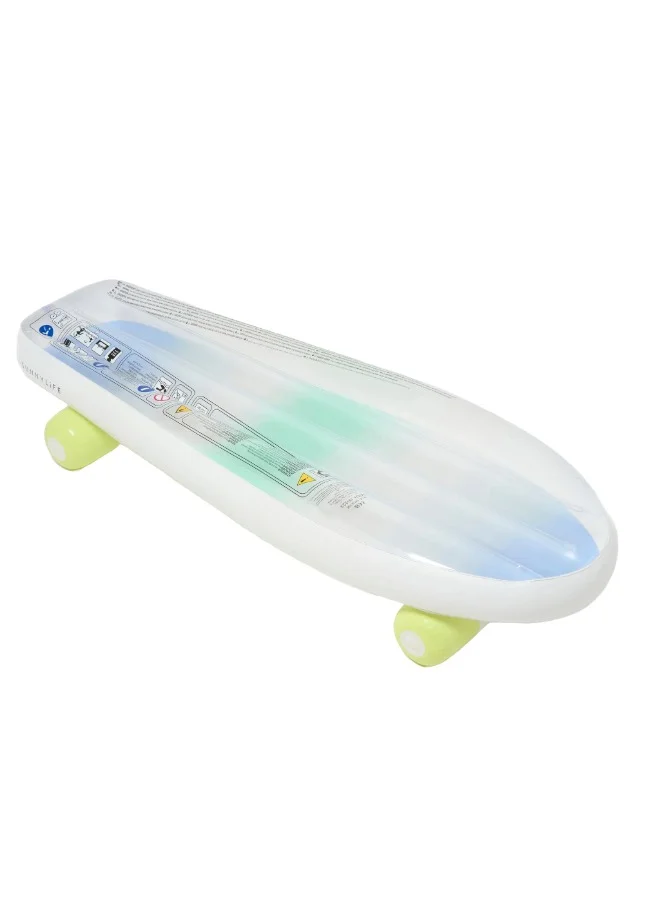 SUNNY LIFE Kids Inflatable Skateboard Pool Float – Blue Lime | Water Raft for Kids | Summer Pool Toy | Outdoor Swimming Floatie | Lightweight Beach Float for Children
