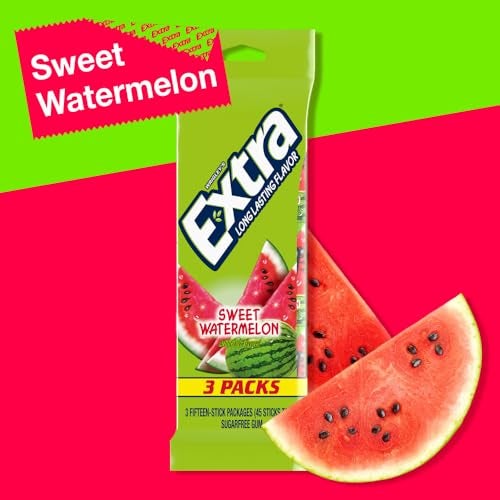 EXTRA Gum Watermelon Sugar Free Chewing Gum 15 ct 3 Pack - Image 5