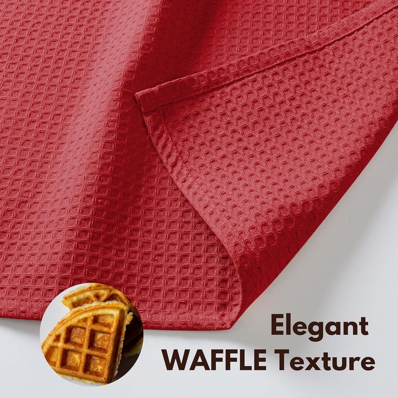 Native Fab 6 Pack Waffle Dish Cloths  100 Cotton Absorbent Quick Drying  Soft Towels for Cleaning Cooking  Baking  Ideal for Home Restaurants  Cafes  12x12 Inches  Red - Image 2