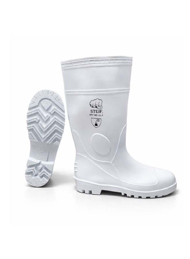 ستيف أحذية مطاطية (Gumboots) بيضاء مقاومة للماء للرجال والنساء من STEIF؛ أحذية عمل مطاطية بنعل مانع للانزلاق ومقاوم للزيوت - Image 1