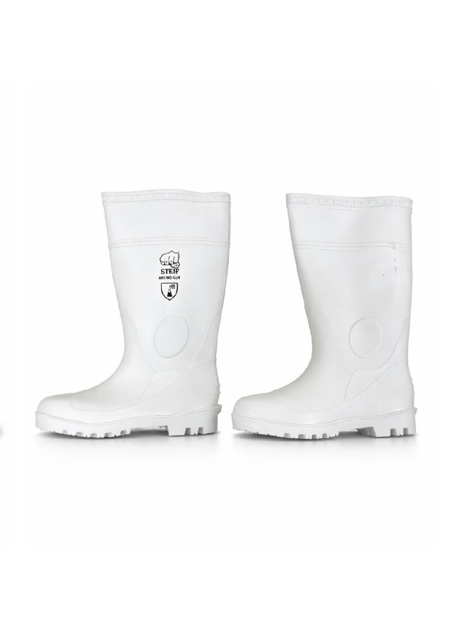 ستيف أحذية مطاطية (Gumboots) بيضاء مقاومة للماء للرجال والنساء من STEIF؛ أحذية عمل مطاطية بنعل مانع للانزلاق ومقاوم للزيوت - Image 2