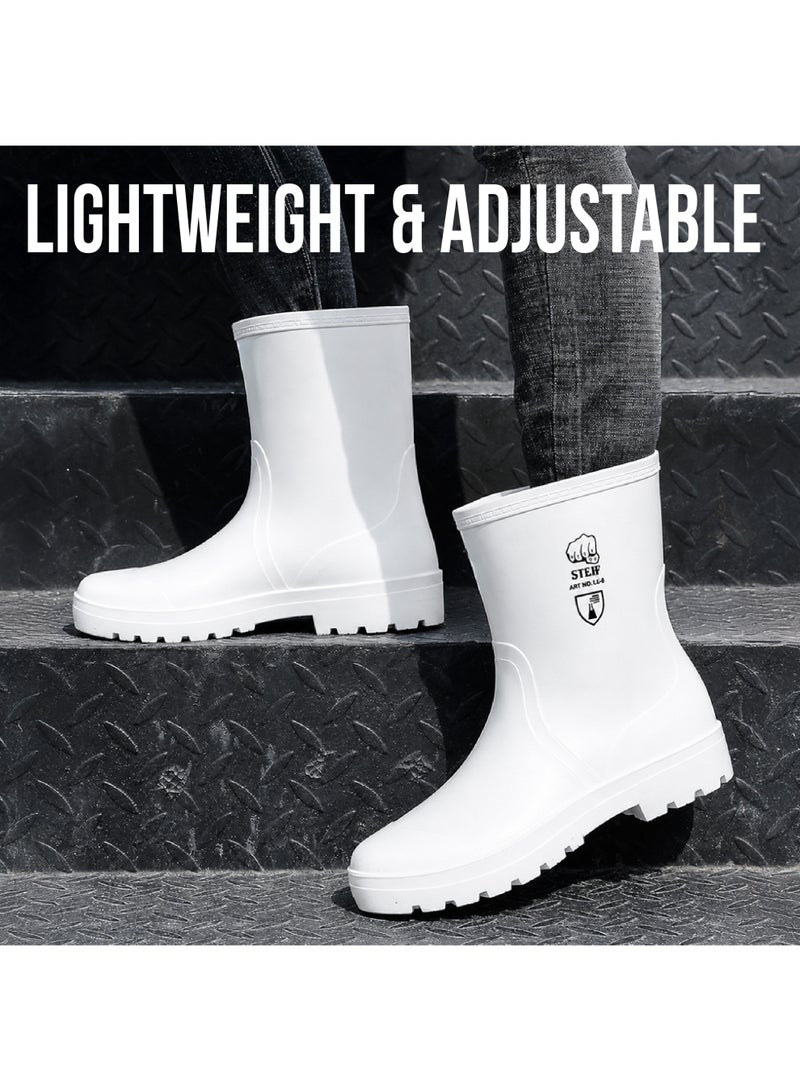 ستيف أحذية مطاطية (Gumboots) بيضاء مقاومة للماء للرجال والنساء من STEIF؛ أحذية عمل مطاطية بنعل مانع للانزلاق ومقاوم للزيوت - Image 5