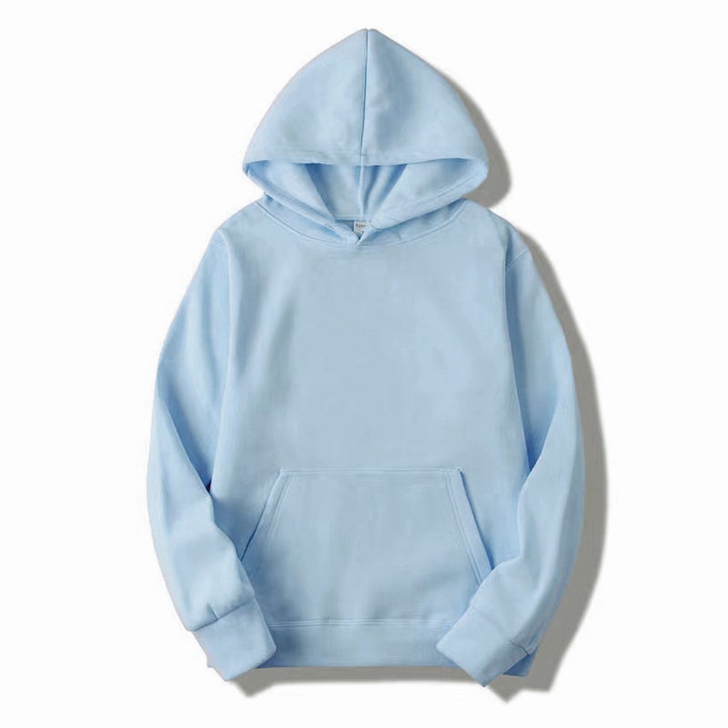 Thick Solid Color Hoodie Unisex 18 Colors Sportswear Light Blue 