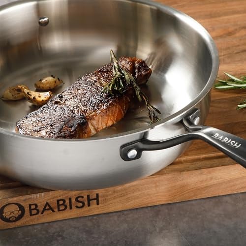 Babish 5-Qt Stainless Steel Sauté Pan with Lid – Heavy Duty Nonstick-Ready, Oven & Induction Safe, Everyday Kitchen Cookware - Image 5
