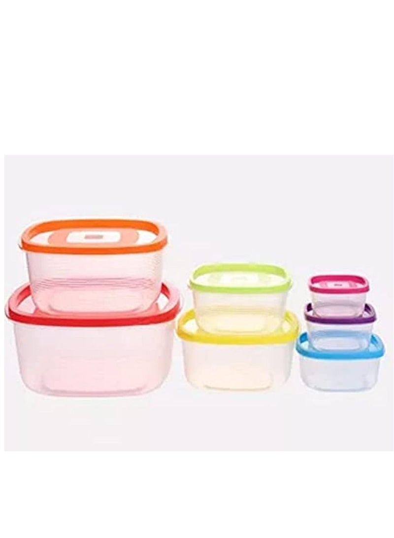 SAQOWARE 7 Peice Food Container Sett with Lid Rainbow Colours/ Plastic Transperent Kitchen Storage Containers - Image 3