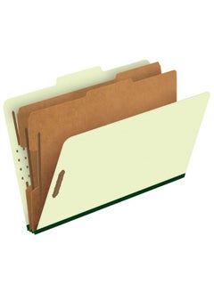 Pendaflex Pressboard Classification File Folders 2 Dividers 2" Embedded Fasteners 2 5 Tab Cut Legal Size Light Green Box Of 10 (17176Ee)  - Image 1
