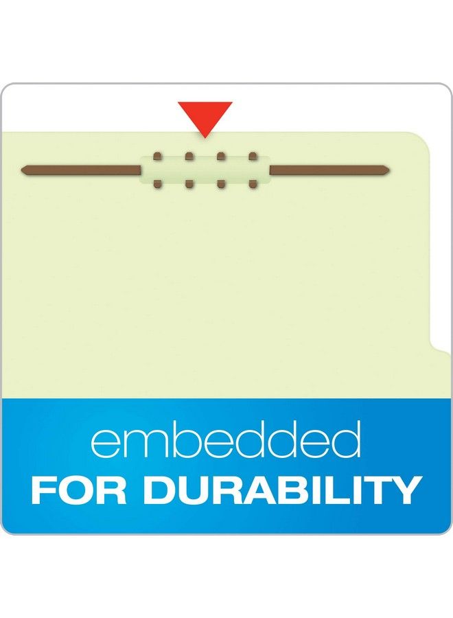 Pendaflex Pressboard Classification File Folders 2 Dividers 2" Embedded Fasteners 2 5 Tab Cut Legal Size Light Green Box Of 10 (17176Ee)  - Image 4