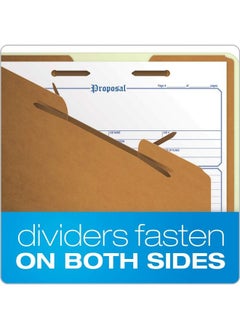 Pendaflex Pressboard Classification File Folders 2 Dividers 2" Embedded Fasteners 2 5 Tab Cut Legal Size Light Green Box Of 10 (17176Ee)  - Image 5