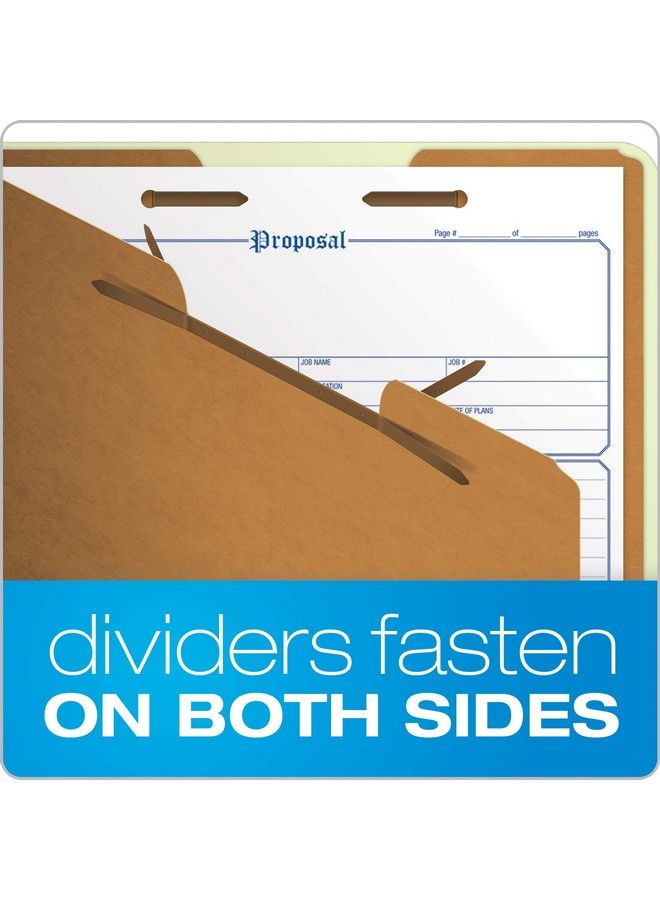 Pendaflex Pressboard Classification File Folders 2 Dividers 2" Embedded Fasteners 2 5 Tab Cut Legal Size Light Green Box Of 10 (17176Ee)  - Image 5