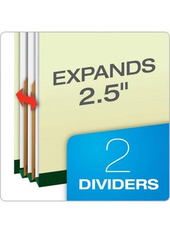 Pendaflex Pressboard Classification File Folders 2 Dividers 2" Embedded Fasteners 2 5 Tab Cut Legal Size Light Green Box Of 10 (17176Ee)  - Image 3