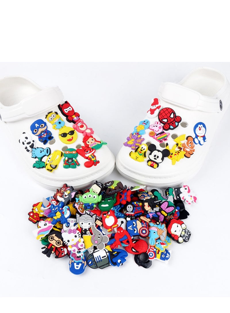 Anime Crocs Shoe Charms Assortment - 100 PCS Silicone Decorations for Kids and Teens Girls - Mixed PVC Charms for Shoes and Wristbands - Image 1
