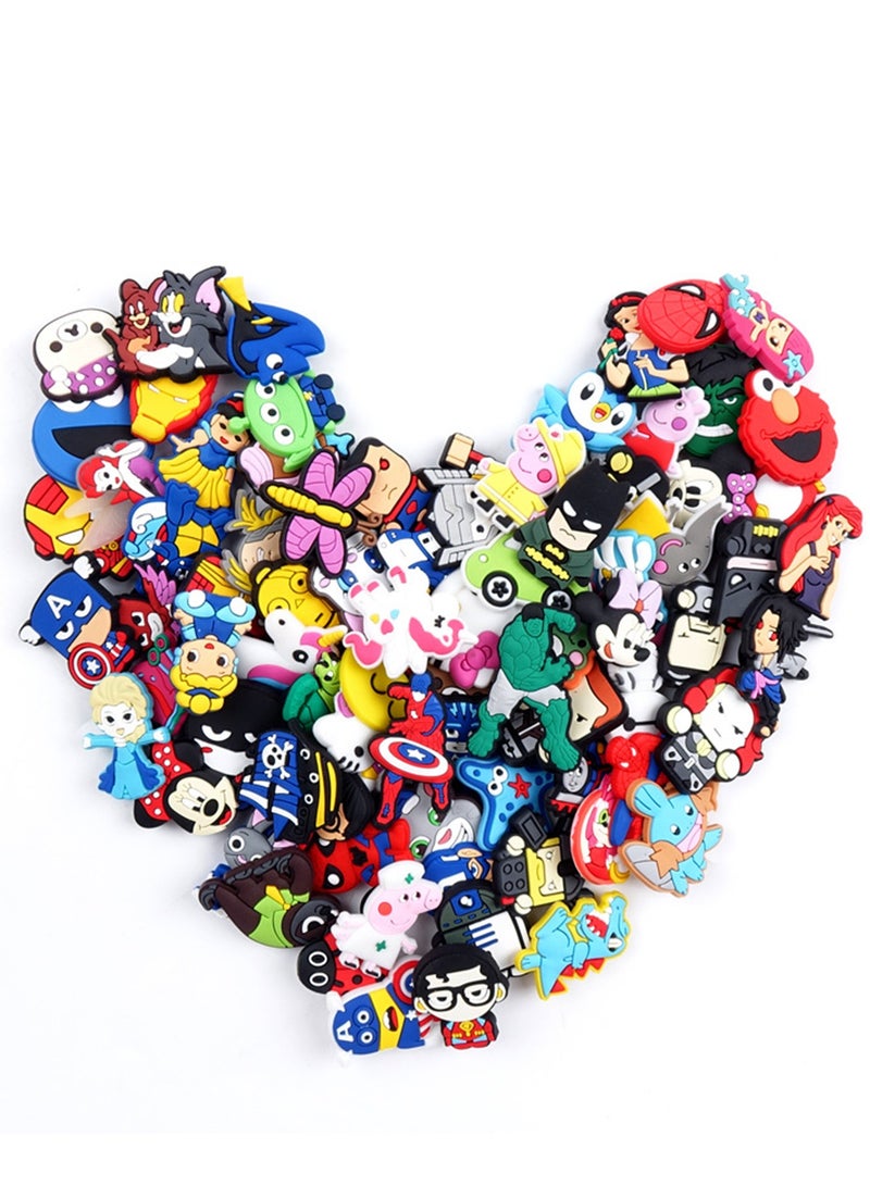 Anime Crocs Shoe Charms Assortment - 100 PCS Silicone Decorations for Kids and Teens Girls - Mixed PVC Charms for Shoes and Wristbands - Image 3