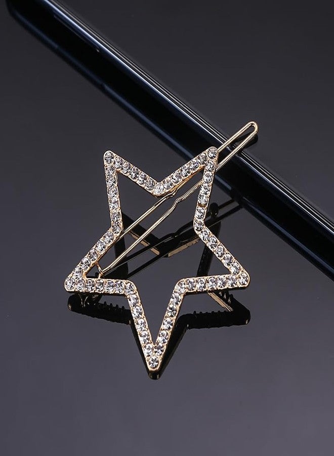 RedChimes 6 Pcs Hair Clip Fashion Style Hair Pin Rhinestone Metal Hair Pins Stylish Hair Accessories For Women And Girls Assorted Design (Golden) - Image 3