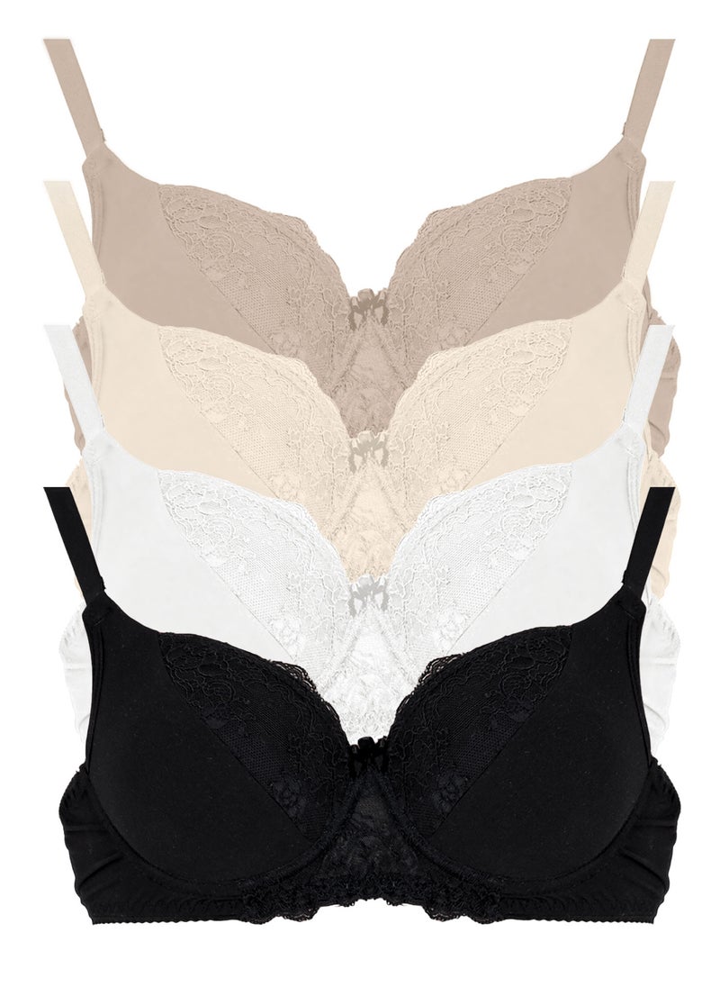 Women's bra lined with soft lace embroidery for more elegance and beauty, designed with cap B, push-up bra with a modern and new design
