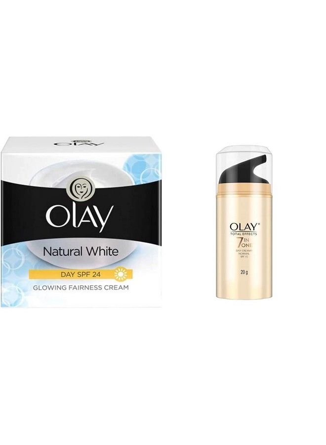 Olay كريم النهار أولاي وايت ناتشورال للتفتيح مرطب SPF 24 50 جرام وكريم النهار أولاي توتال إيفيكتس 7 في 1 لمكافحة الشيخوخة SPF 15 20 جرام - Image 2