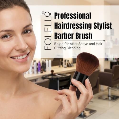 FOLELLO Professional Hairdressing Stylist Barber Brush for After Shave and Hair Cutting Cleaning, Face Neck Duster, Hair Sweep Brush for Salon, Soft Barber Face Cleaning Hairbrush - Image 2
