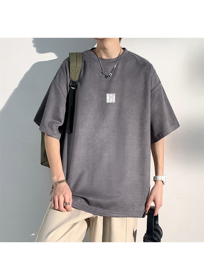 GURUNVANI - Men T Shirt Streetwear Harajuku Tops Short Sleeve Crewneck T-Shirt, T3408GREY, Medium - Image 1