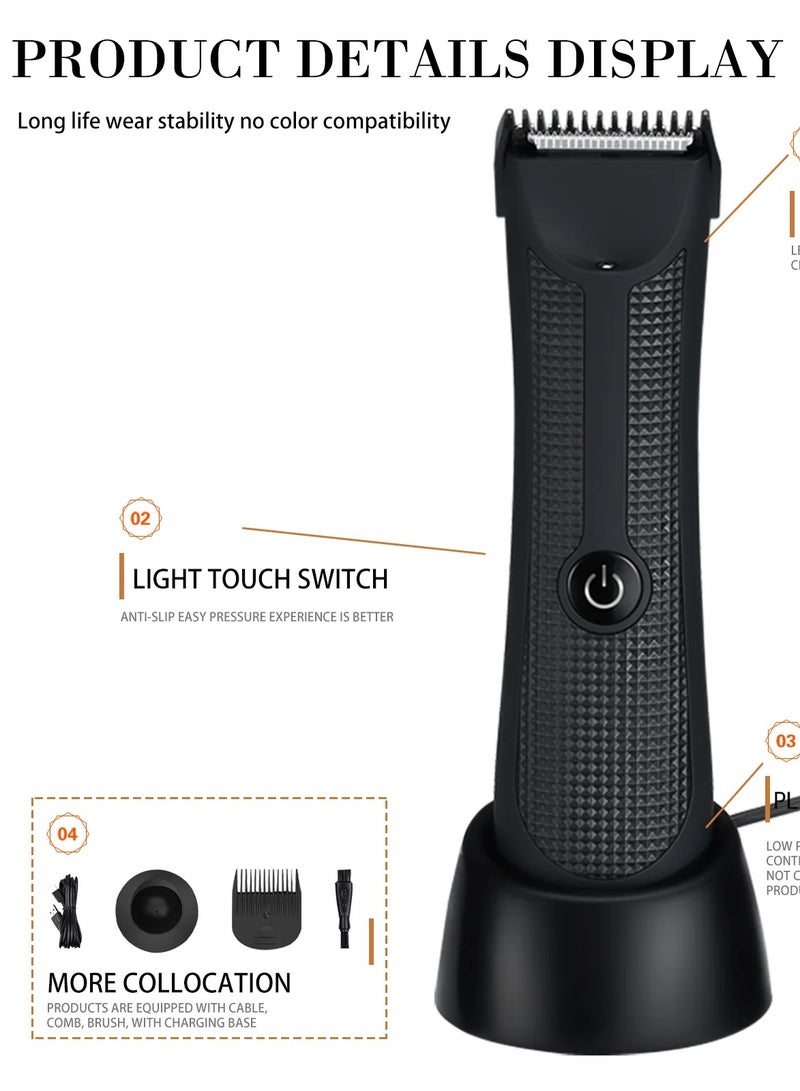 LAC LAICHY Electric Body Hair Trimmer Waterproof Wet Dry Cordless Body Groomer Ceramic Blade Body Hair Trimmer with LED Display Shaver Pubic Hair Trimmer Body Groomer Kit for Full Body Grooming - Image 1