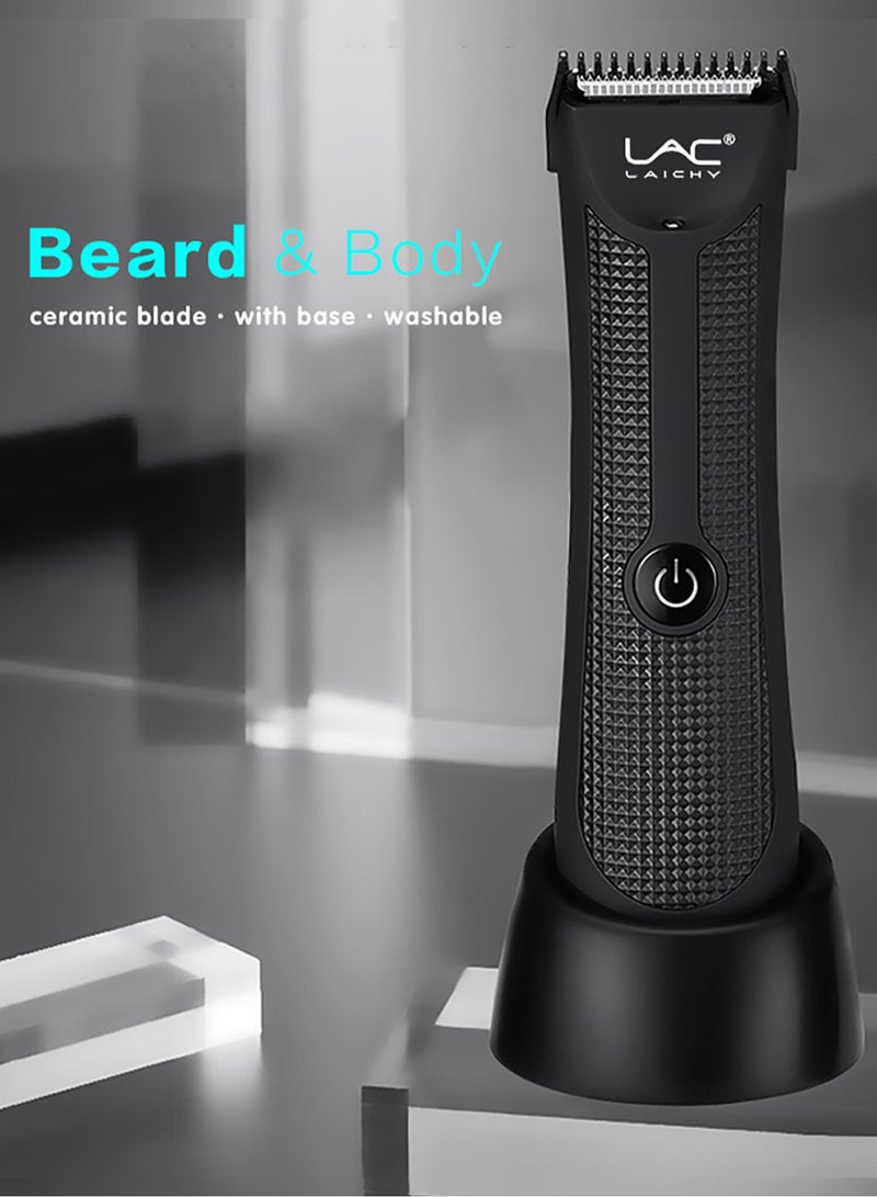 LAC LAICHY Electric Body Hair Trimmer Waterproof Wet Dry Cordless Body Groomer Ceramic Blade Body Hair Trimmer with LED Display Shaver Pubic Hair Trimmer Body Groomer Kit for Full Body Grooming - Image 3