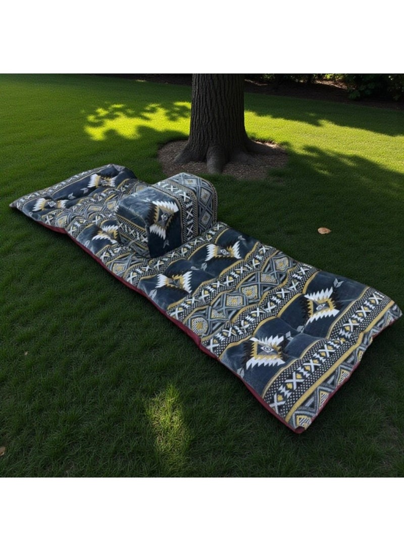 Luxury floor mat with a heritage-style cushion measuring 190*90 cm, ideal for travel, camping, and home use - Multi-colored - Image 1