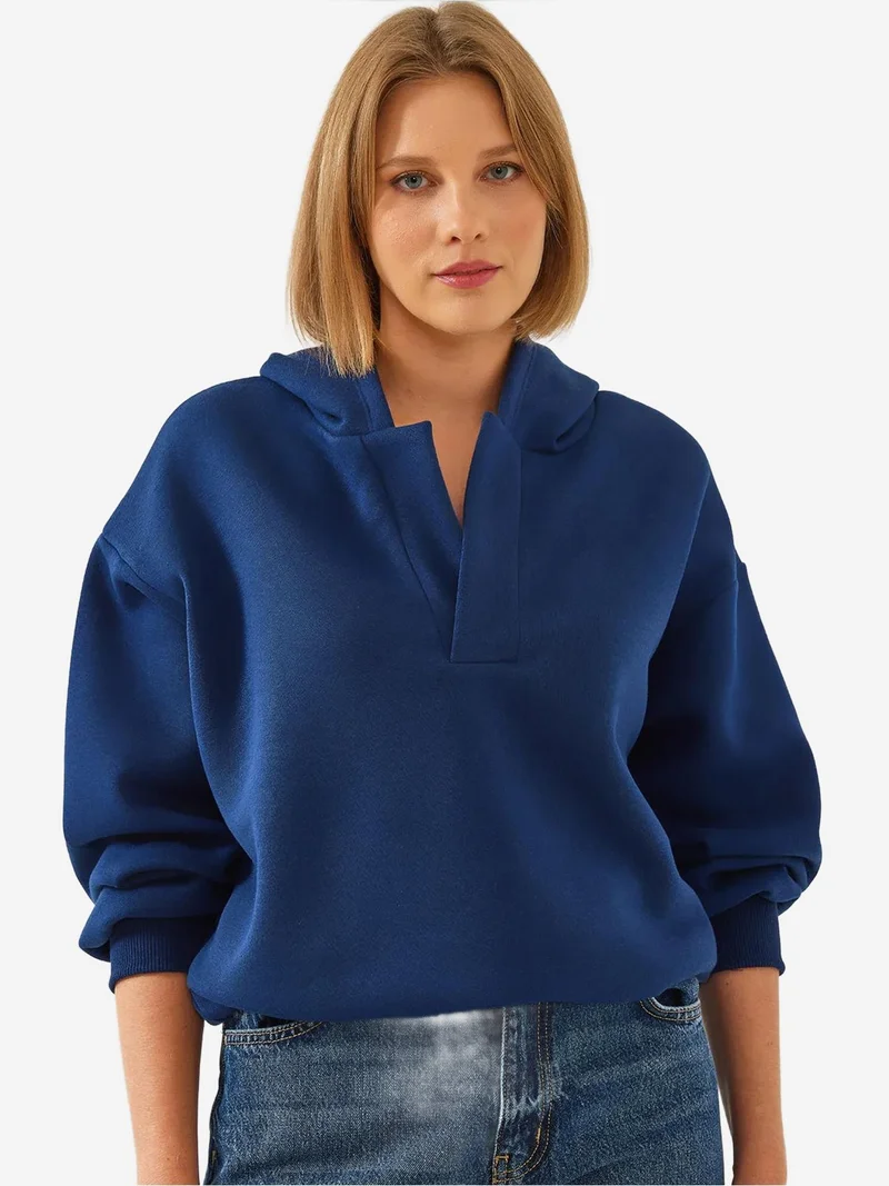 Bianco Lucci LUCCI Relaxed Fit Hooded Long Sleeve Hoodie
