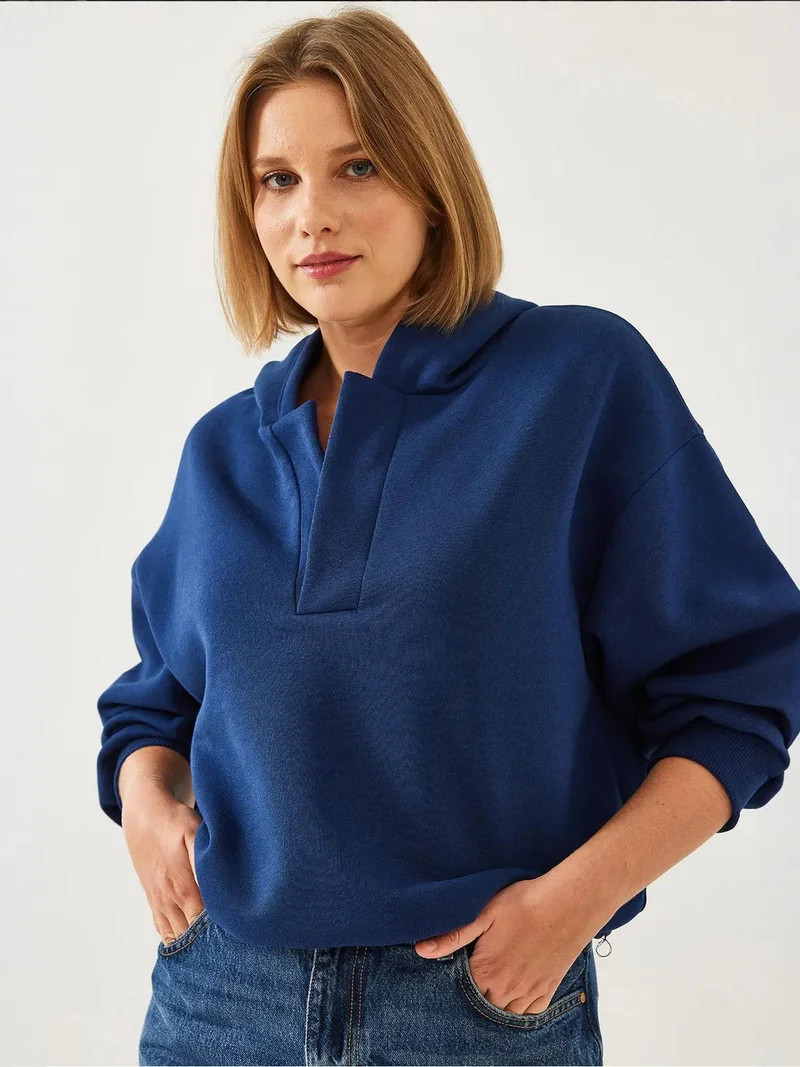 Bianco Lucci LUCCI Relaxed Fit Hooded Long Sleeve Hoodie