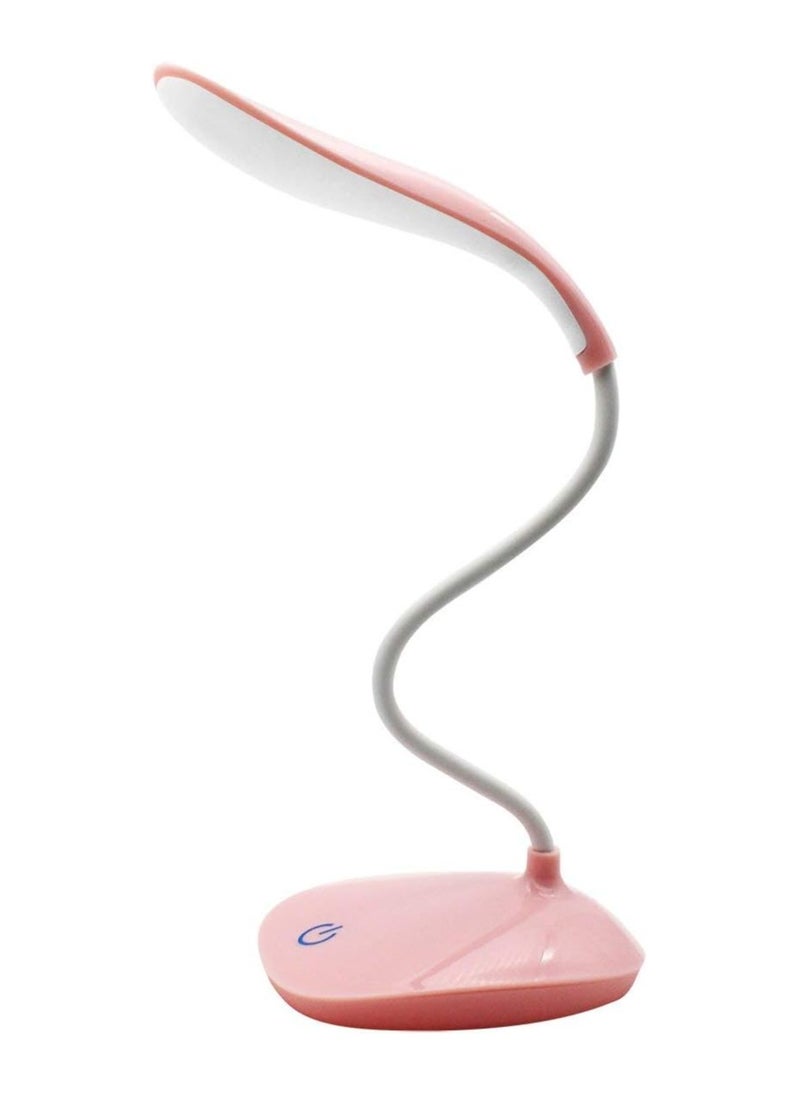 Desk Lamp with Flexible Gooseneck 3 Level Brightness, Rechargeable Table Light, Table Lamp 5W Touch Control, Dimmable Reading Lamp, Compact Portable lamp for Dorm Study Office Bedroom, Eye-Caring and Energy Saving (White)