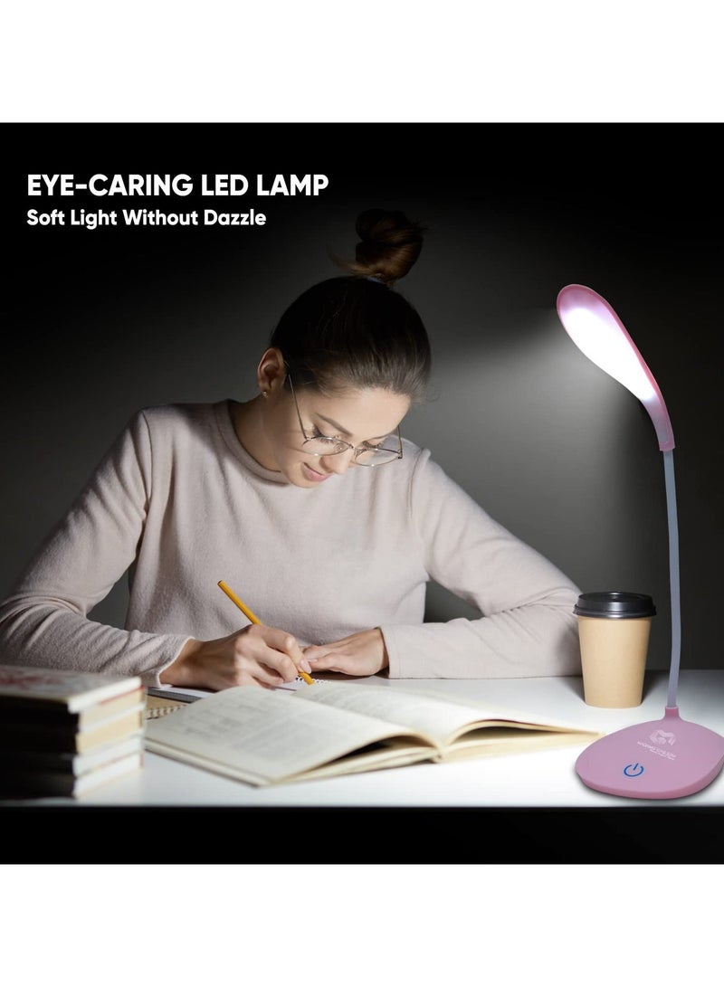Kimaya Desk Lamp with Flexible Gooseneck 3 Level Brightness, Rechargeable Table Light, Table Lamp 5W Touch Control, Dimmable Reading Lamp, Compact Portable lamp for Dorm Study Office Bedroom, Eye-Caring and Energy Saving - Image 1