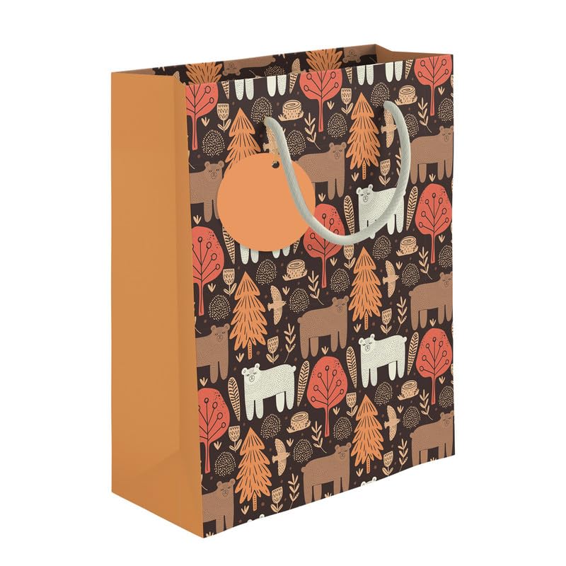 PaperPep Brown Autumn Jungle Print 9X4X7 Gifting Paper Bag Ideal for Return Gifts Presents Weddings Birthday Holiday Presents Celebrations Pack of 10
