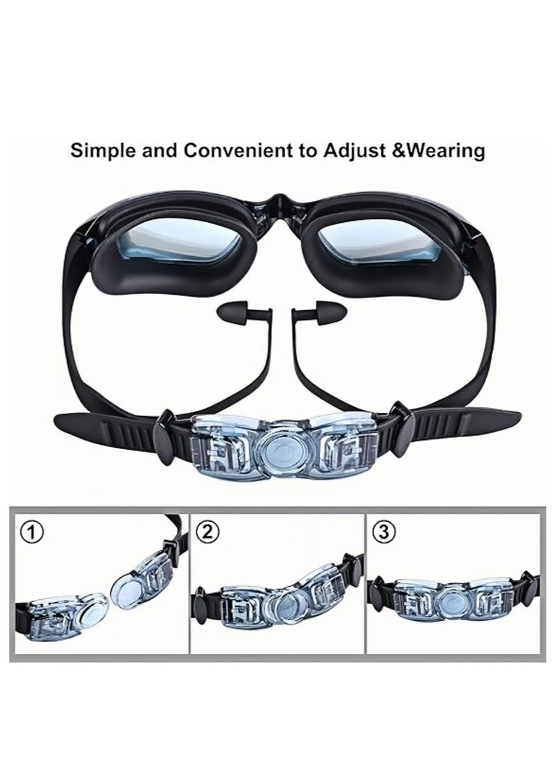 Generic Swim Goggles, Swimming Pool Glasses Strap Clear Lens for Adult Men Women Kids Youth No Leaking Anti Fog Safety UV Protection Waterproof (Black) - Image 5