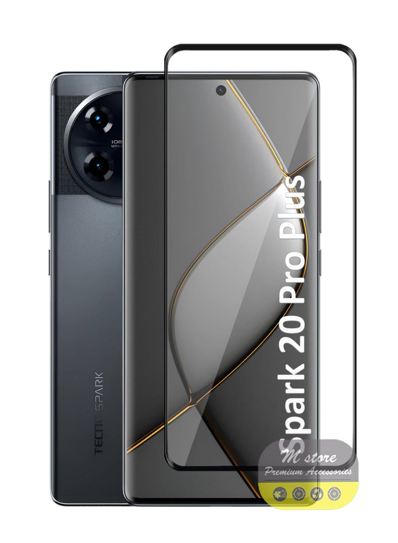 Tecno Spark 20 Pro Plus Screen Protector – Edge to Edge Tempered Glass Screen Protector, High Transparency, Delicate Touch, Anti-Explosion, Smooth Arc Edges, Easy Installation  - Image 1