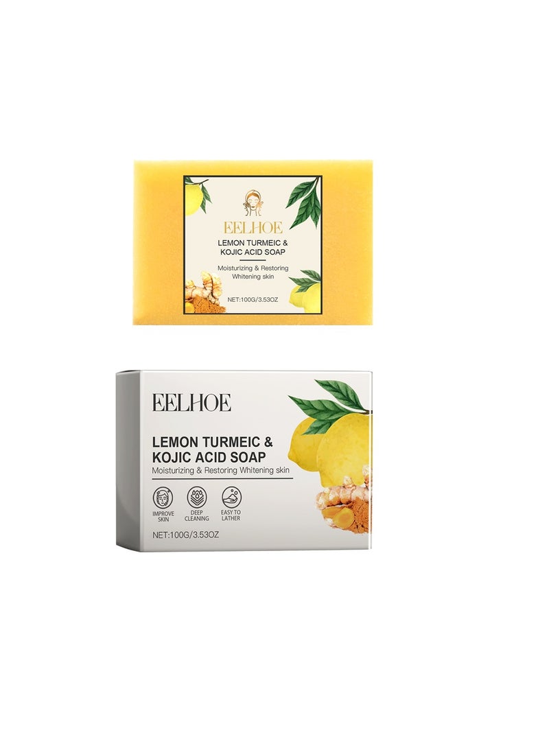 EELHOE Lemon  Kojic Acid Soap-Vitamin C Kojic Acid Soap for Dark Spot and Acne Mark-Improve Skin Texture,Fade Acne Mark , Reduce Dark Spot for Face and Body - Image 1