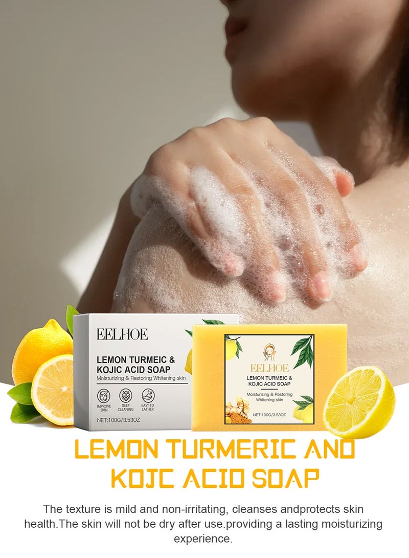 EELHOE Lemon  Kojic Acid Soap-Vitamin C Kojic Acid Soap for Dark Spot and Acne Mark-Improve Skin Texture,Fade Acne Mark , Reduce Dark Spot for Face and Body - Image 3