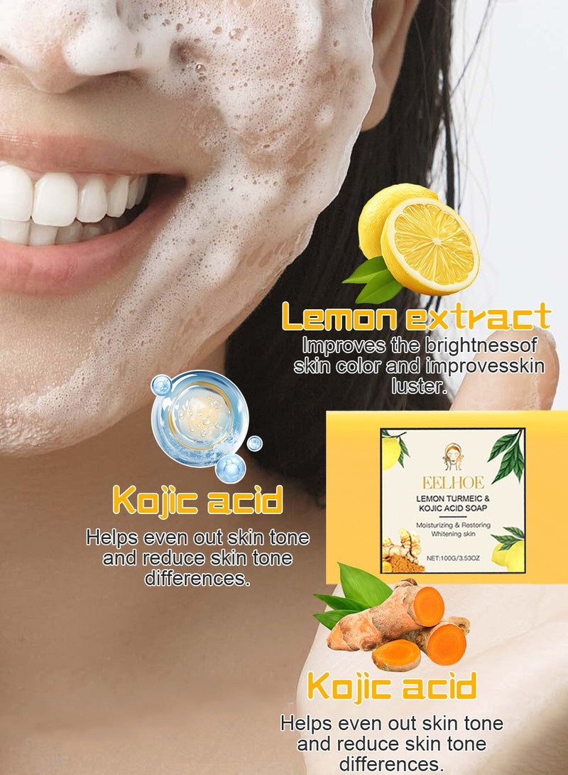 EELHOE Lemon  Kojic Acid Soap-Vitamin C Kojic Acid Soap for Dark Spot and Acne Mark-Improve Skin Texture,Fade Acne Mark , Reduce Dark Spot for Face and Body - Image 5