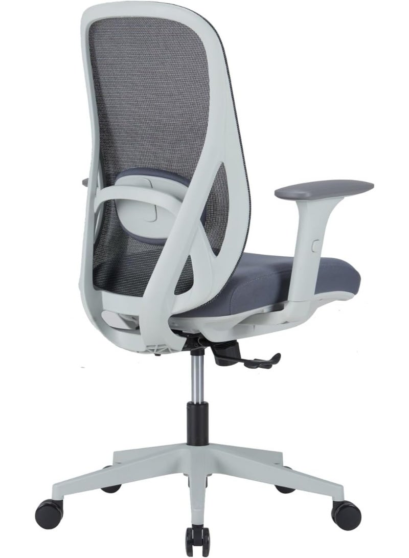 كاليبر كرسي مكتب Kaliber Nova متوسط ​​الظهر - يتميز بظهر شبكي رمادي ومقعد من القماش الفاخر، مصمم هندسيًا لتوفير الراحة، مثالي لساعات طويلة - Image 2