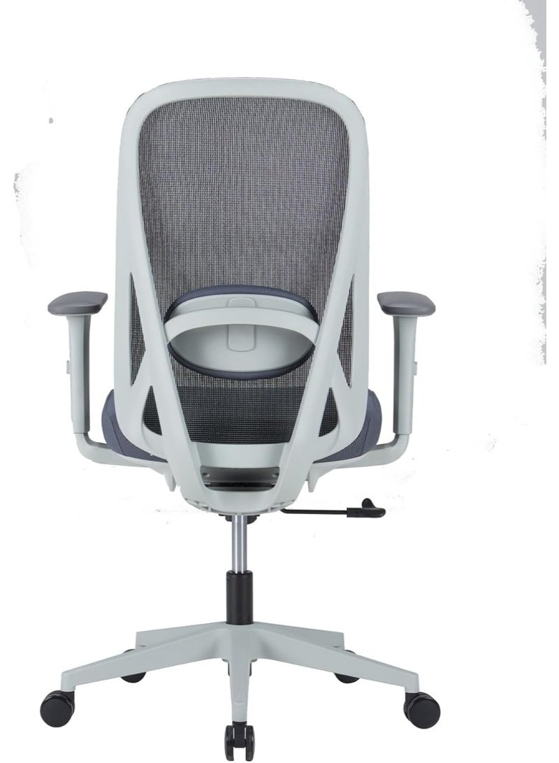 كاليبر كرسي مكتب Kaliber Nova متوسط ​​الظهر - يتميز بظهر شبكي رمادي ومقعد من القماش الفاخر، مصمم هندسيًا لتوفير الراحة، مثالي لساعات طويلة - Image 5
