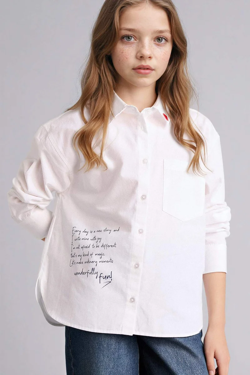 ديفاكتو Girl Regular Fit Printed Long Sleeve Shirt