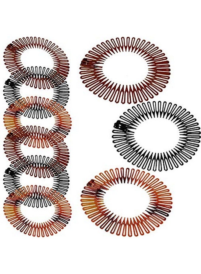 Shappy Happy 9 Pieces Stretchy Full Circle Comb Plastic Circular Hair Comb Stretchy Headband Headband Holder For Women Girls 3 Colours - Image 1