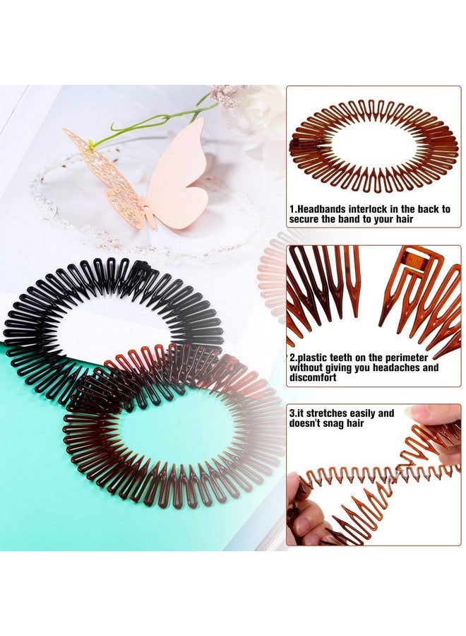 Shappy Happy 9 Pieces Stretchy Full Circle Comb Plastic Circular Hair Comb Stretchy Headband Headband Holder For Women Girls 3 Colours - Image 4