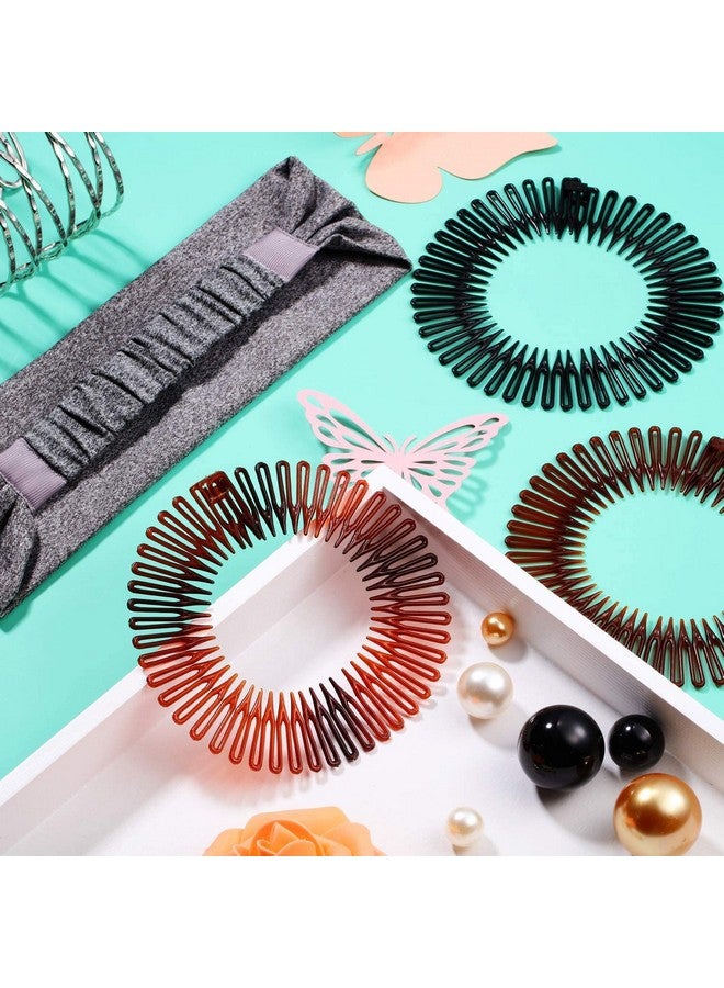 Shappy Happy 9 Pieces Stretchy Full Circle Comb Plastic Circular Hair Comb Stretchy Headband Headband Holder For Women Girls 3 Colours - Image 5