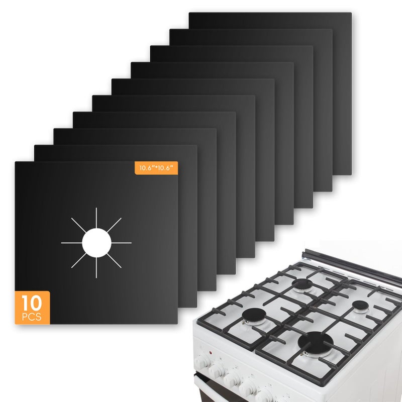 Xxiong 10-Pack Cuttable Stove Top Covers for Gas Burners, Non-Stick Gas Range Protectors & Burner Liners, Reusable, Easy Clean Kitchen Accessories,Heat-Resistant, Cuttable (10.6"x10.6") - Image 1