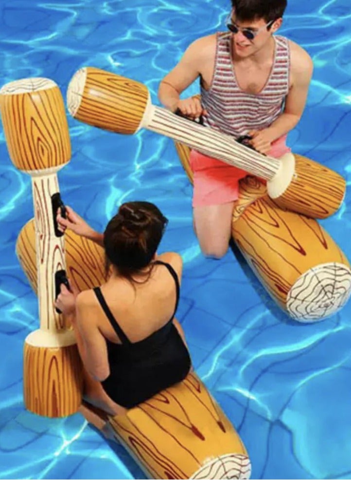 2 sets - inflatable PVC thickened water swimming paddles for pair-to-pair collision wooden swimming rings, swimming floats, impact rods, riding toys, inflatable logging boats  - Image 1