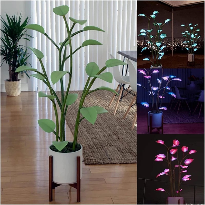 woobles Magical Glowing Potted Plant Houseplant, Magical LED Plant Light, Light up Artificial Plants Bonsai, Magical Houseplant with Colorful Led Light, Artificial Plants for Home Indoor Decoration (A) - Image 3