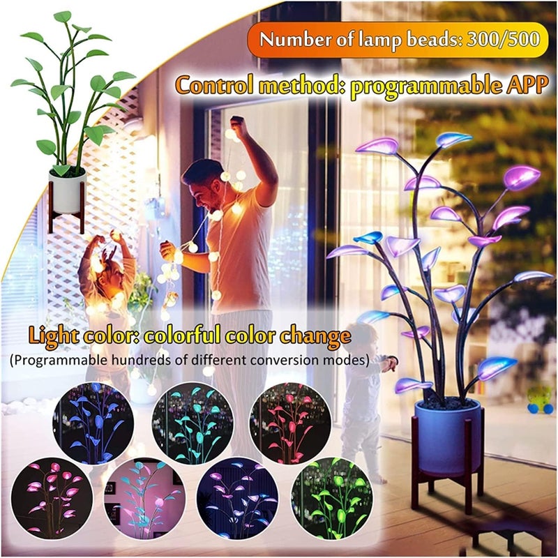 woobles Magical Glowing Potted Plant Houseplant, Magical LED Plant Light, Light up Artificial Plants Bonsai, Magical Houseplant with Colorful Led Light, Artificial Plants for Home Indoor Decoration (A) - Image 2