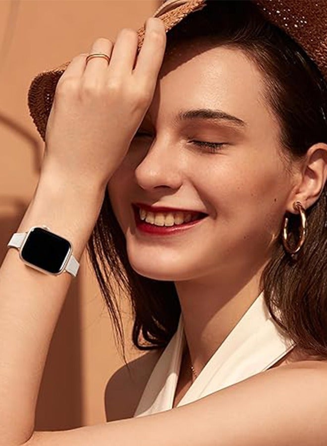 Charlam Ultra-Thin Leather Watch Band Compatible With Apple Watch Band 40mm 38mm 41mm 42mm For Women, Top Grain Genuine Leather Watch Band Thin Watch Wristband For IWatch Series 10 9 8 7 6 5 4 3 2 1 Use Ltra - Image 2