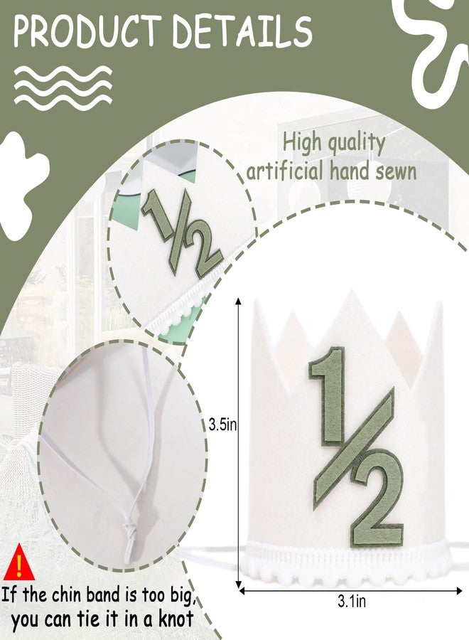 HIKLO Half Birthday Crown - 6 Months Crown Hat for Baby Boy/Girl, 1/2 Birthday Cake Smash Photo Props, Half Way Outfits for Baby (Green Half Birthday Crown) - Image 2