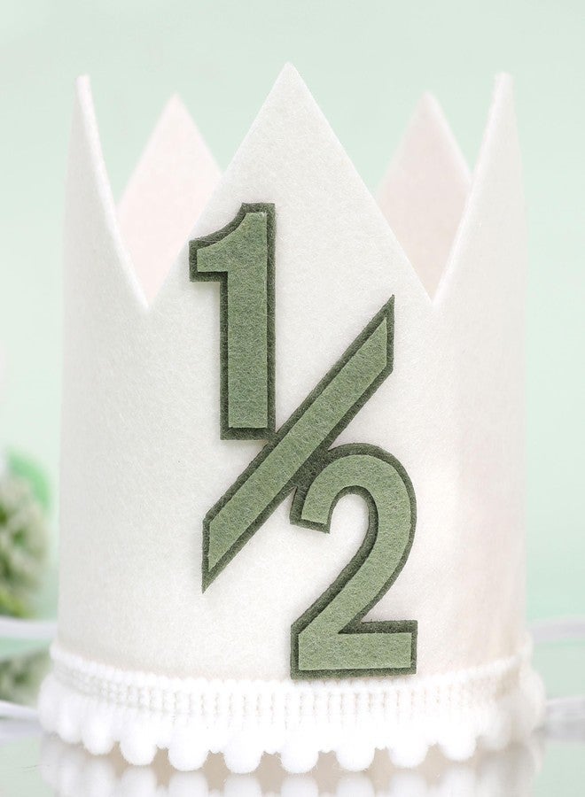 HIKLO Half Birthday Crown - 6 Months Crown Hat for Baby Boy/Girl, 1/2 Birthday Cake Smash Photo Props, Half Way Outfits for Baby (Green Half Birthday Crown) - Image 1