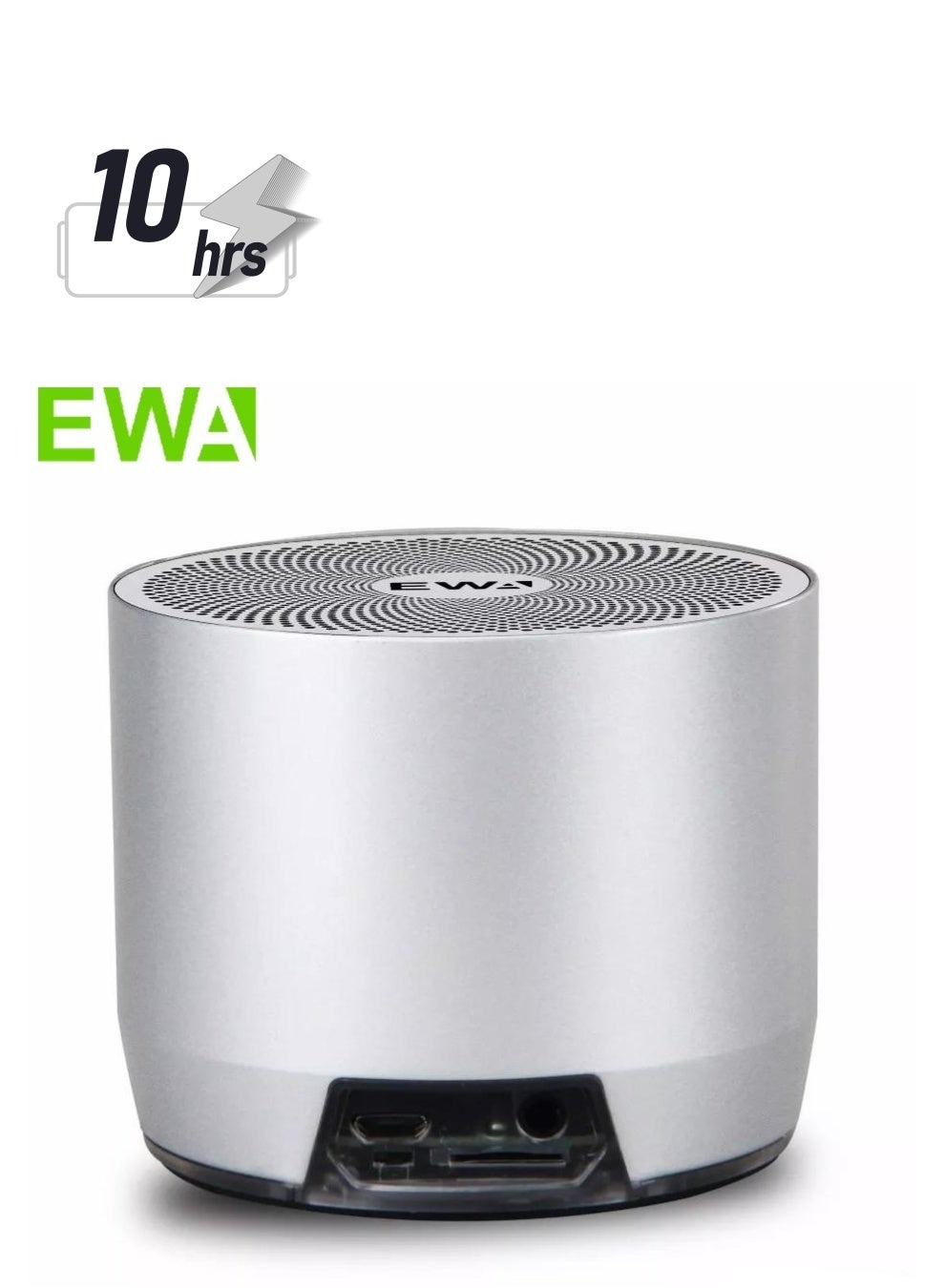 EWA A3 Mini Speakers 8W 3D Stereo Music Surround Wireless Bluetooth Speakers Portable Sound Bass Support TF Cards USB (Silver)