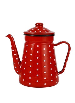 EXCLIFE Enamel coffee hand brewing pot Crane mouth pot red  - Image 1