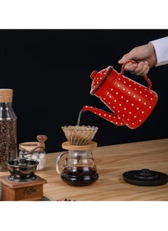 EXCLIFE Enamel coffee hand brewing pot Crane mouth pot red  - Image 2